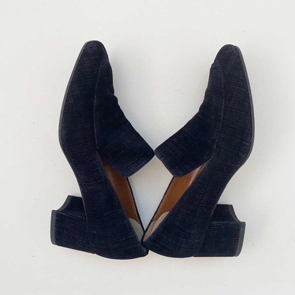 Aquatalia Blue Velvet Loafer Heels - Picture 5 of 7